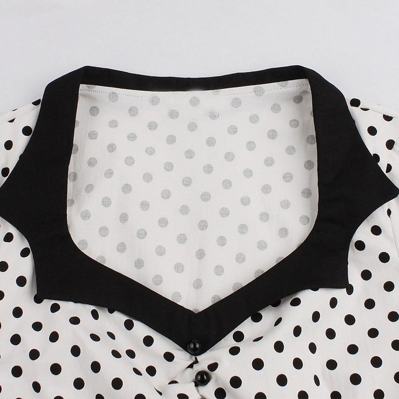 Nihsatin Women's Vintage Polka Dot Retro Vintage Style Cocktail Party Swing Dress Audrey Dress - Image 3